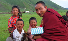 Monk With Children